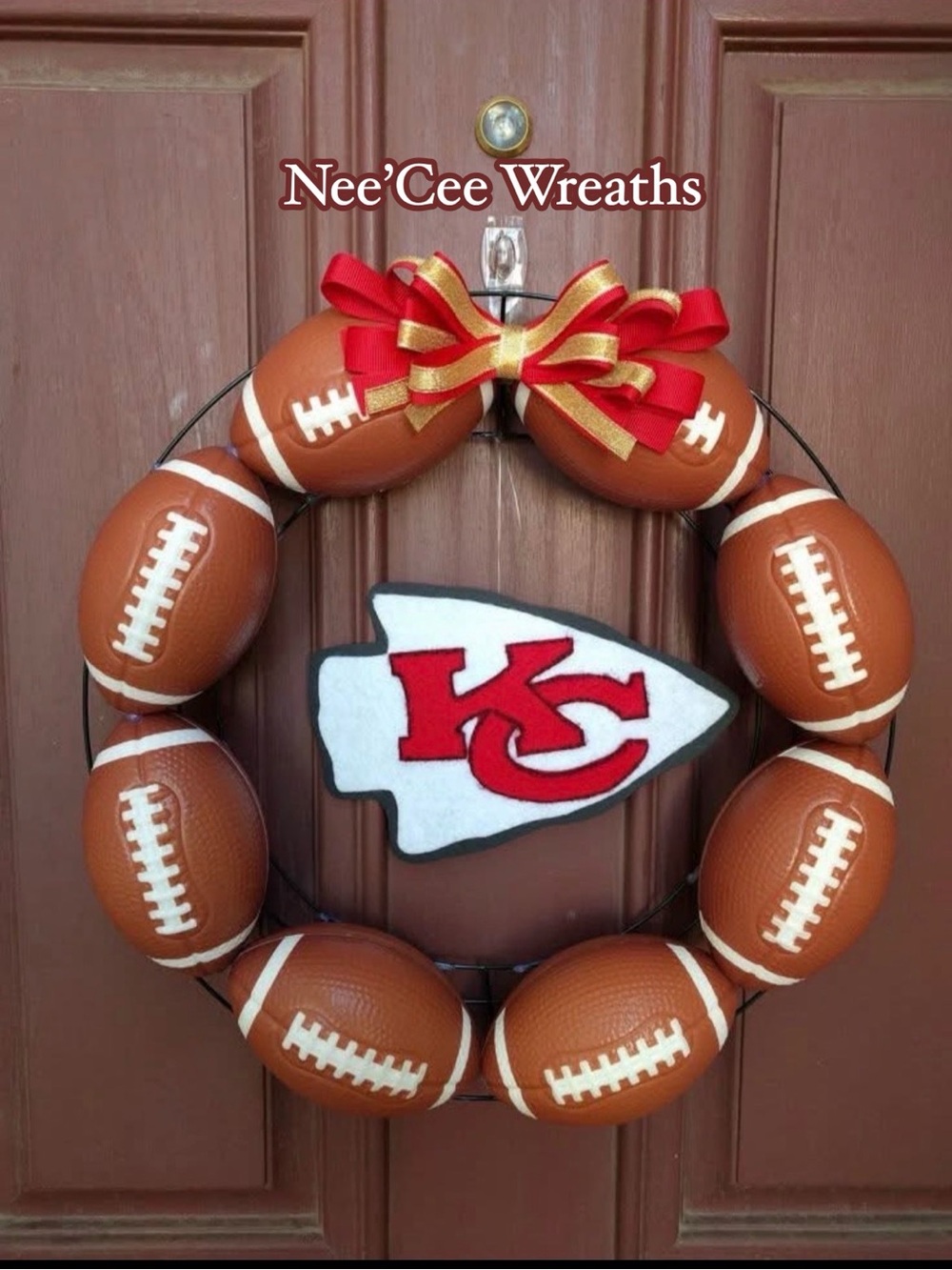 Kansas City Chiefs Wreath, Football Lover, Front Door, Man Cave, Tail gate